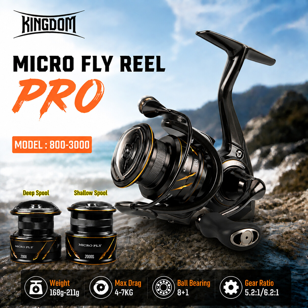 Abu Garcia Reel Revo - Carretilha de Pesca Kingdom Micro Fly