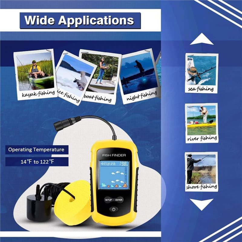 ABUE-Kayak Localizador de Peix - Fishing Boat Depth Finder avaliação e preço