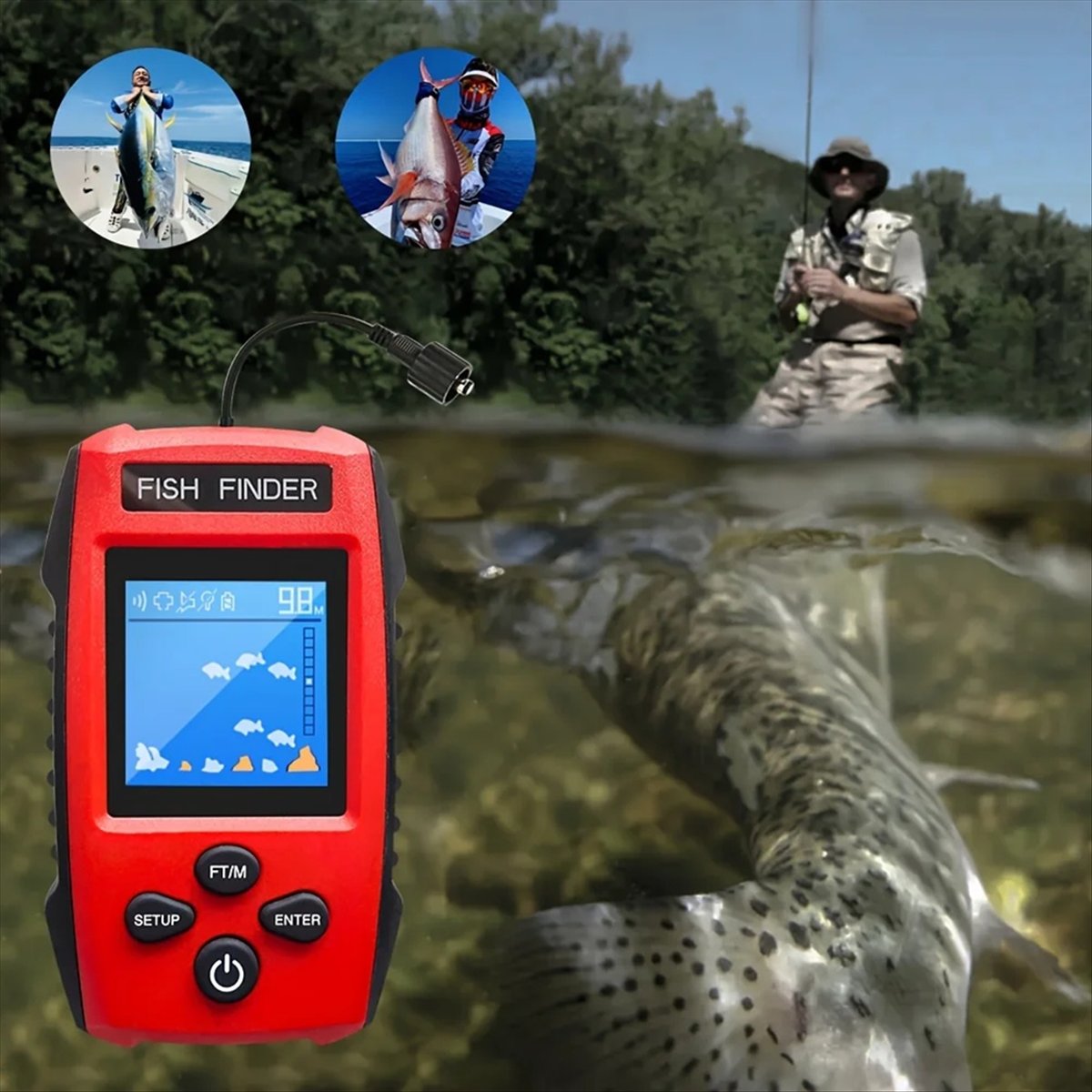 Localizador de peixes lcd colo - Fishing Boat Depth Finder avaliação e preço